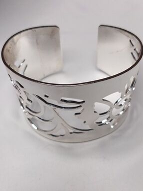 Avon Silver-Tone Floral Cutout Cuff Bracelet